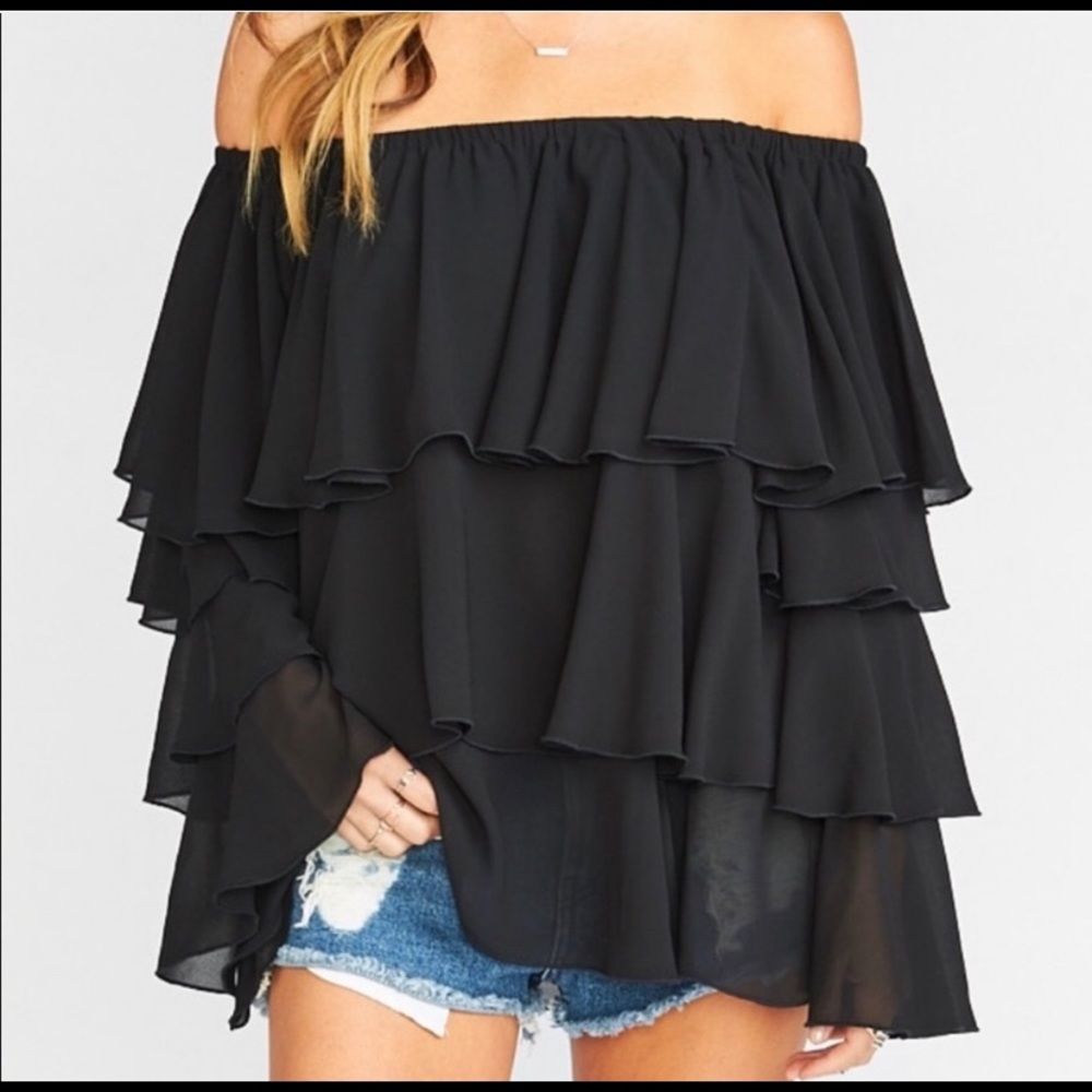 SHOW ME YOUR MUMU Black Off-the-Shoulder Blouse